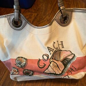 Coach Canvas Beach Handbag-Pre-Owned